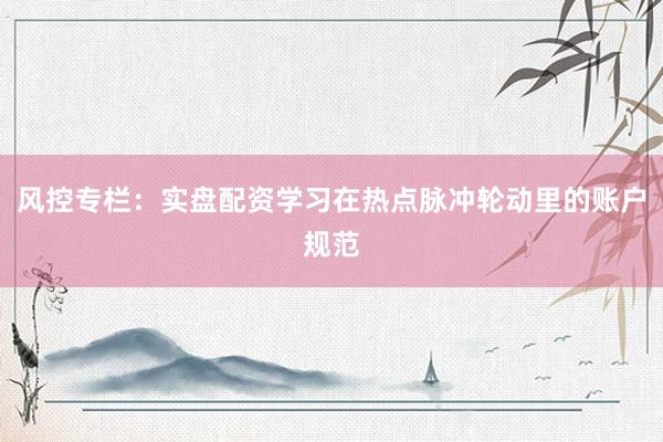 风控专栏：实盘配资学习在热点脉冲轮动里的账户规范