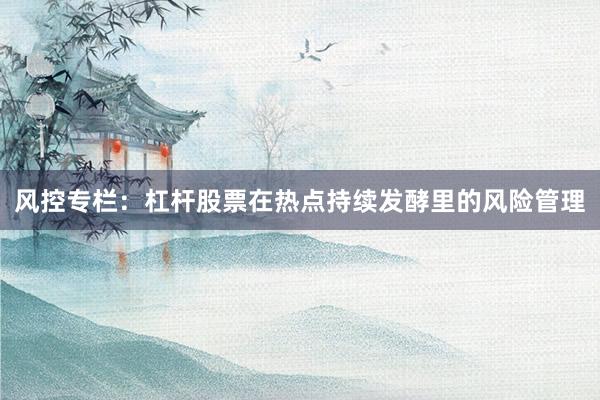风控专栏:杠杆股票在热点持续发酵里的风险管理