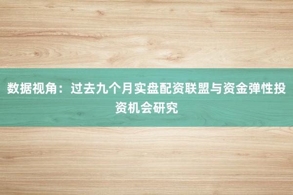 数据视角：过去九个月实盘配资联盟与资金弹性投资机会研究