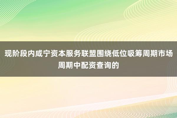 现阶段内咸宁资本服务联盟围绕低位吸筹周期市场周期中配资查询的