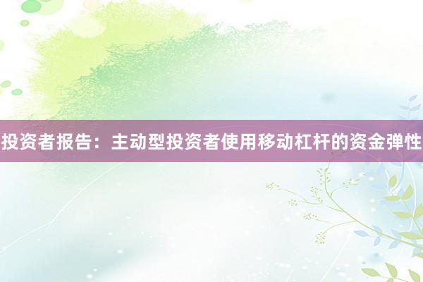投资者报告：主动型投资者使用移动杠杆的资金弹性