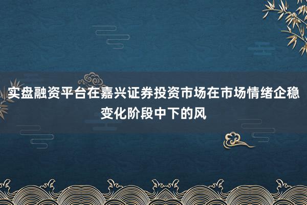 实盘融资平台在嘉兴证券投资市场在市场情绪企稳变化阶段中下的风