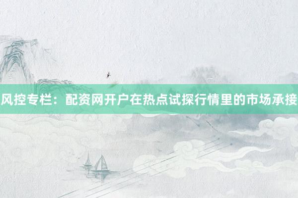风控专栏：配资网开户在热点试探行情里的市场承接
