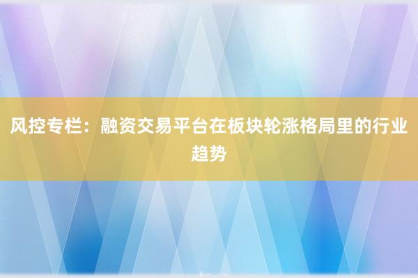 风控专栏：融资交易平台在板块轮涨格局里的行业趋势