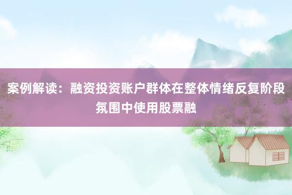 案例解读：融资投资账户群体在整体情绪反复阶段氛围中使用股票融