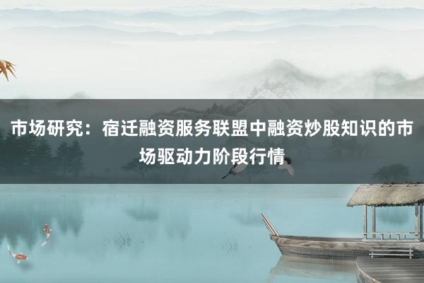 市场研究：宿迁融资服务联盟中融资炒股知识的市场驱动力阶段行情