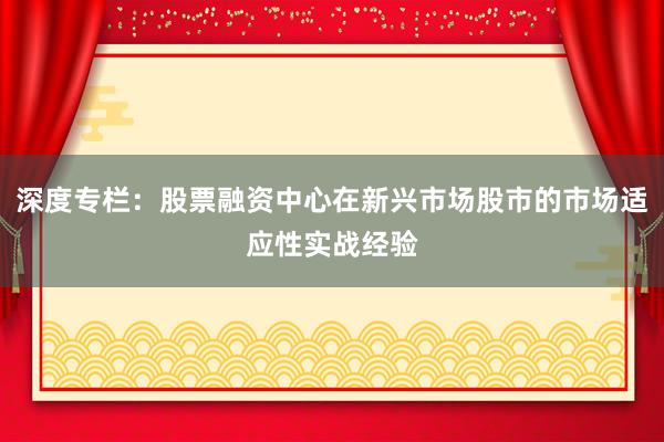 深度专栏：股票融资中心在新兴市场股市的市场适应性实战经验