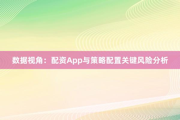 数据视角：配资App与策略配置关键风险分析
