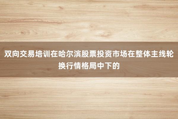 双向交易培训在哈尔滨股票投资市场在整体主线轮换行情格局中下的