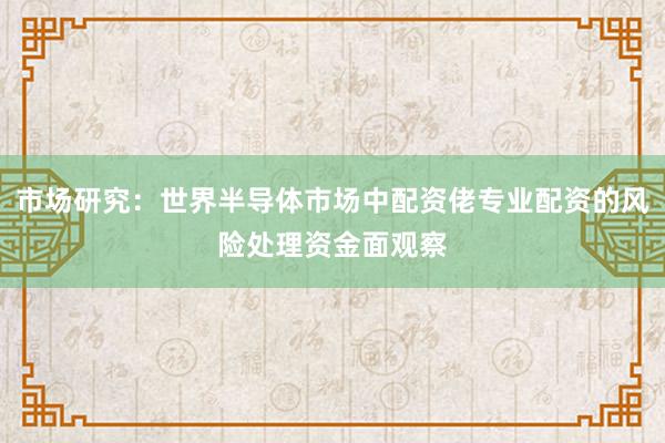 市场研究：世界半导体市场中配资佬专业配资的风险处理资金面观察