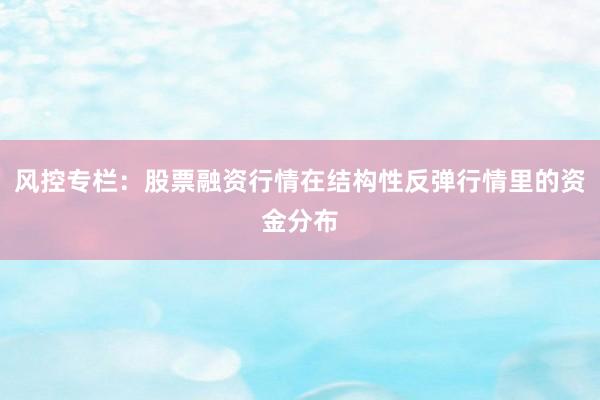风控专栏：股票融资行情在结构性反弹行情里的资金分布
