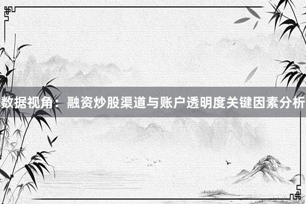 数据视角：融资炒股渠道与账户透明度关键因素分析