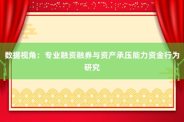 数据视角：专业融资融券与资产承压能力资金行为研究
