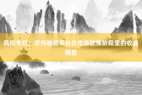 风控专栏：双向融资平台在市场犹豫阶段里的收益模型