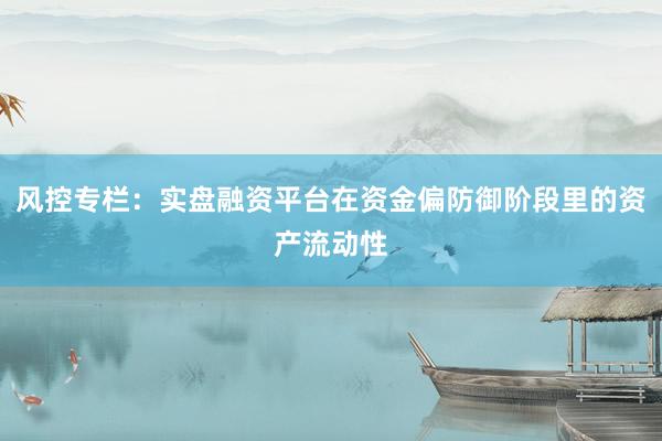 风控专栏：实盘融资平台在资金偏防御阶段里的资产流动性