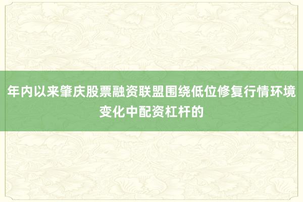 年内以来肇庆股票融资联盟围绕低位修复行情环境变化中配资杠杆的
