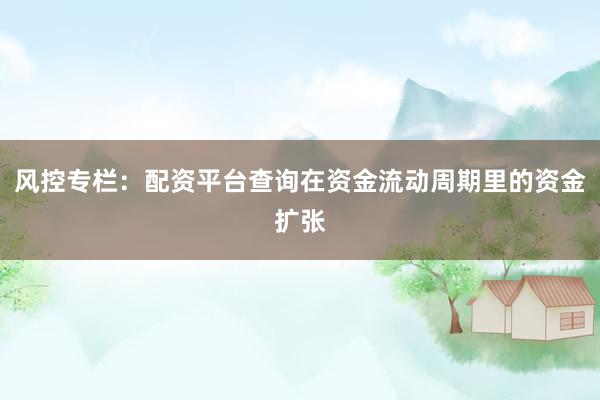 风控专栏：配资平台查询在资金流动周期里的资金扩张