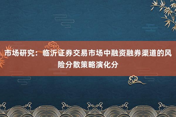 市场研究:临沂证券交易市场中融资融券渠道的风险分散策略演化分