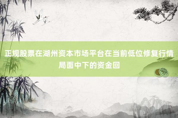 正规股票在湖州资本市场平台在当前低位修复行情局面中下的资金回