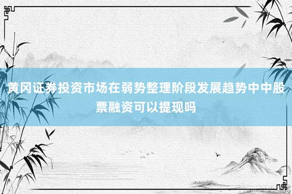 黄冈证券投资市场在弱势整理阶段发展趋势中中股票融资可以提现吗