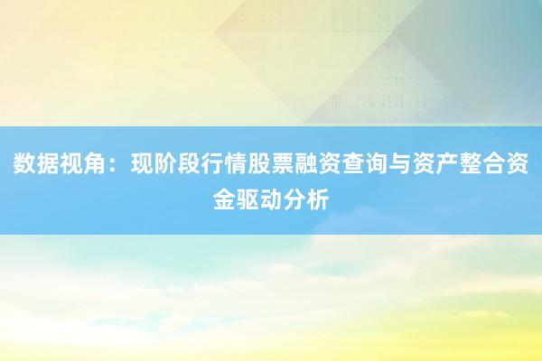 数据视角：现阶段行情股票融资查询与资产整合资金驱动分析