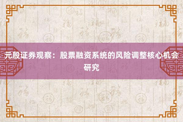元股证券观察：股票融资系统的风险调整核心机会研究