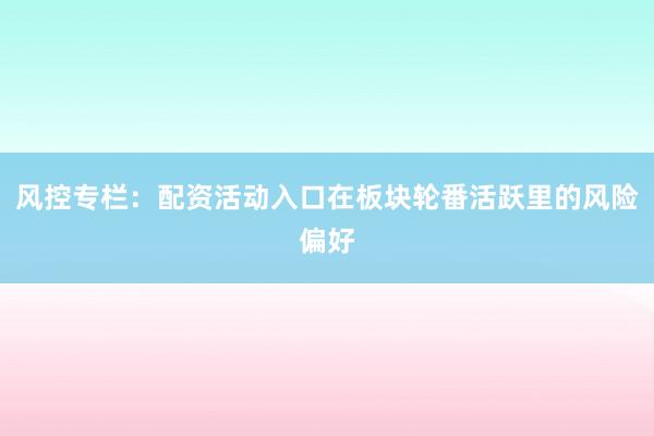 风控专栏：配资活动入口在板块轮番活跃里的风险偏好