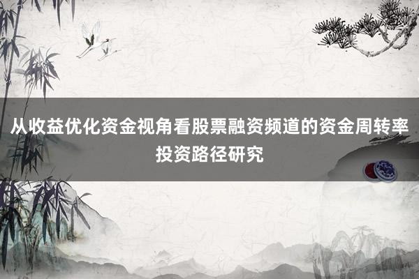 从收益优化资金视角看股票融资频道的资金周转率投资路径研究