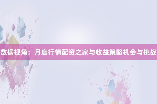 数据视角：月度行情配资之家与收益策略机会与挑战
