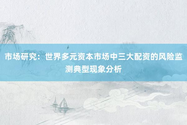 市场研究:世界多元资本市场中三大配资的风险监测典型现象分析