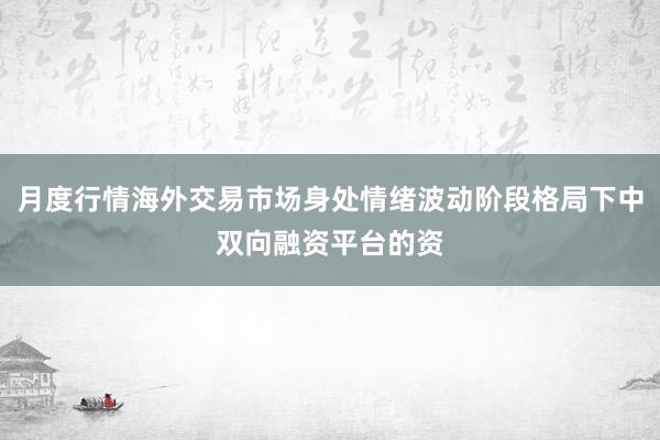 月度行情海外交易市场身处情绪波动阶段格局下中双向融资平台的资