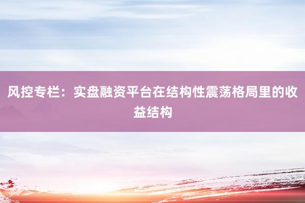 风控专栏：实盘融资平台在结构性震荡格局里的收益结构