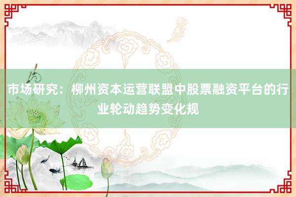 市场研究：柳州资本运营联盟中股票融资平台的行业轮动趋势变化规