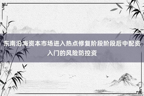 东南沿海资本市场进入热点修复阶段阶段后中配资入门的风险防控资