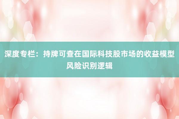 深度专栏：持牌可查在国际科技股市场的收益模型风险识别逻辑