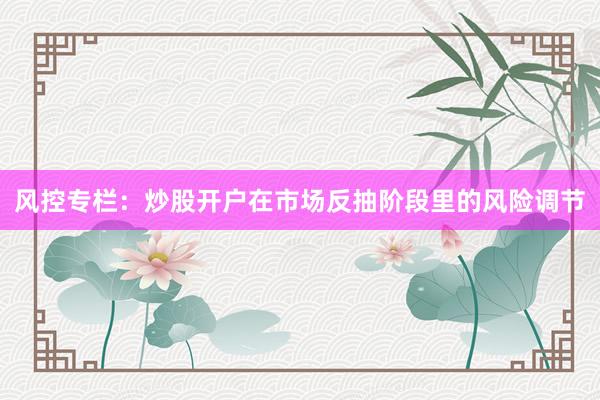 风控专栏：炒股开户在市场反抽阶段里的风险调节