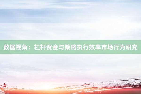 数据视角：杠杆资金与策略执行效率市场行为研究