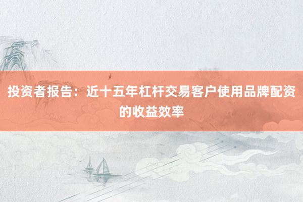 投资者报告：近十五年杠杆交易客户使用品牌配资的收益效率