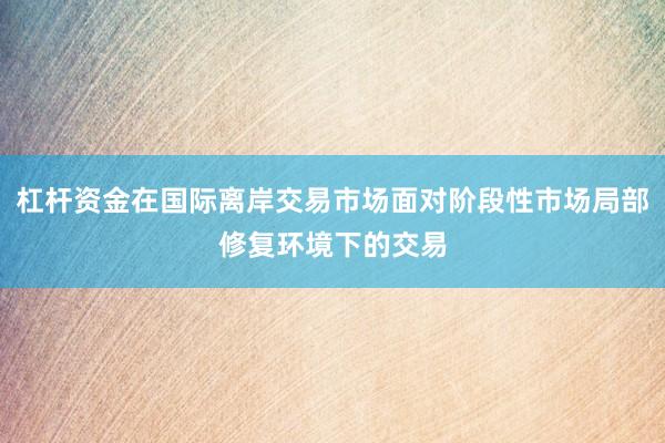 杠杆资金在国际离岸交易市场面对阶段性市场局部修复环境下的交易