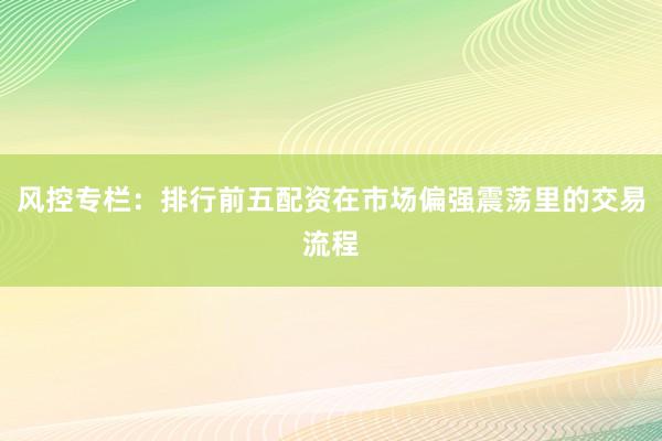 风控专栏：排行前五配资在市场偏强震荡里的交易流程
