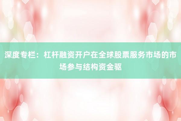 深度专栏：杠杆融资开户在全球股票服务市场的市场参与结构资金驱