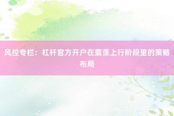 风控专栏：杠杆官方开户在震荡上行阶段里的策略布局
