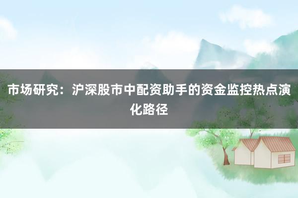 市场研究：沪深股市中配资助手的资金监控热点演化路径