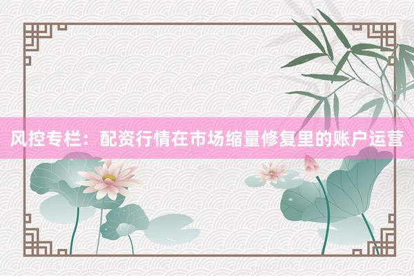 风控专栏：配资行情在市场缩量修复里的账户运营