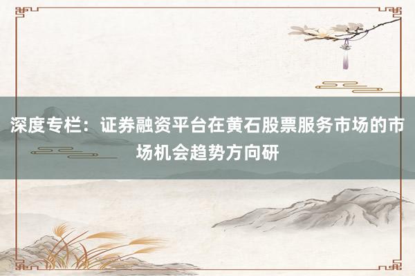 深度专栏：证券融资平台在黄石股票服务市场的市场机会趋势方向研