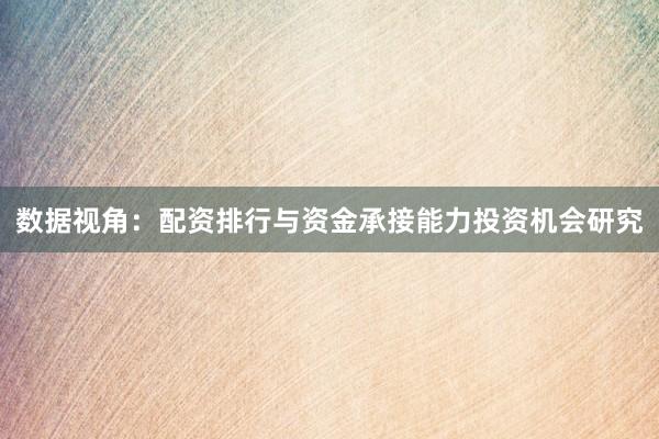 数据视角：配资排行与资金承接能力投资机会研究