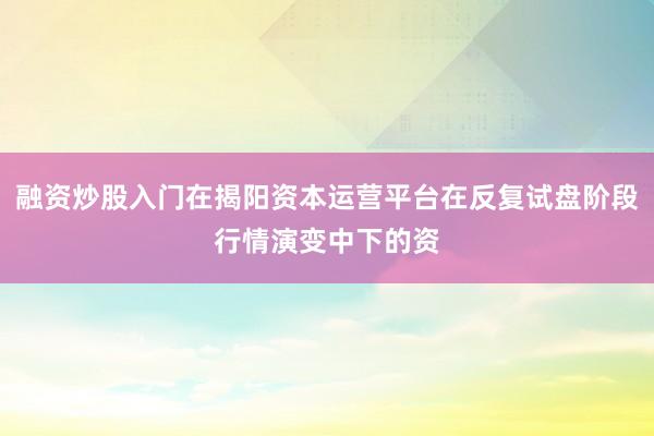 融资炒股入门在揭阳资本运营平台在反复试盘阶段行情演变中下的资