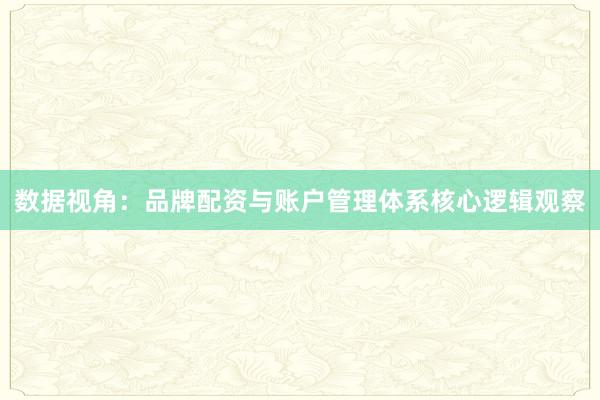 数据视角：品牌配资与账户管理体系核心逻辑观察