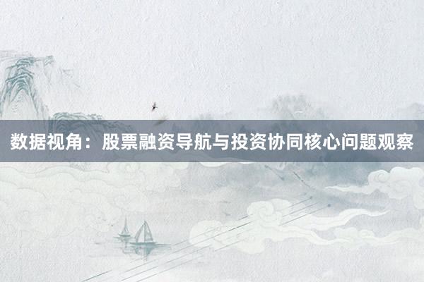 数据视角：股票融资导航与投资协同核心问题观察