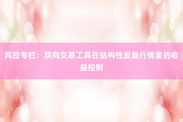 风控专栏：双向交易工具在结构性反复行情里的收益控制